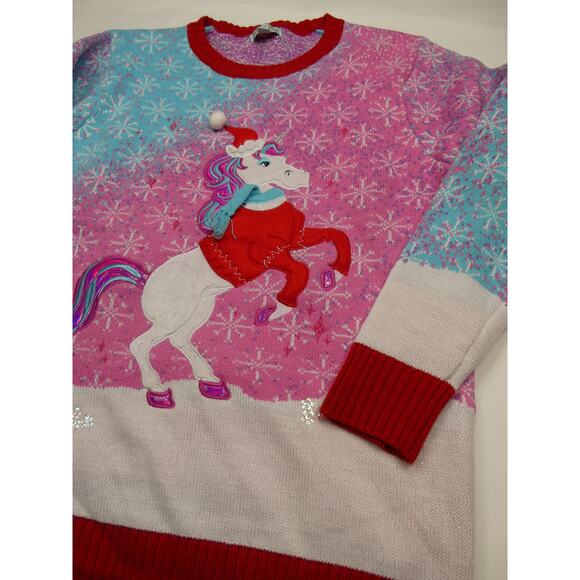 Holiday Hype Christmas sweater, Unicorn, Large, New - Picture 2 of 3